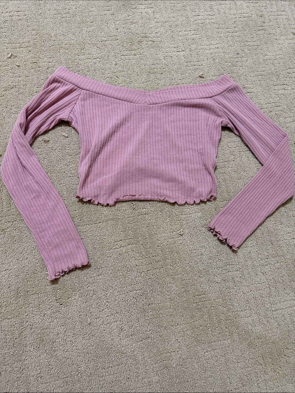 Ribbed Off-Shoulder Cropped Top - Dusty Pink Fashion Nova